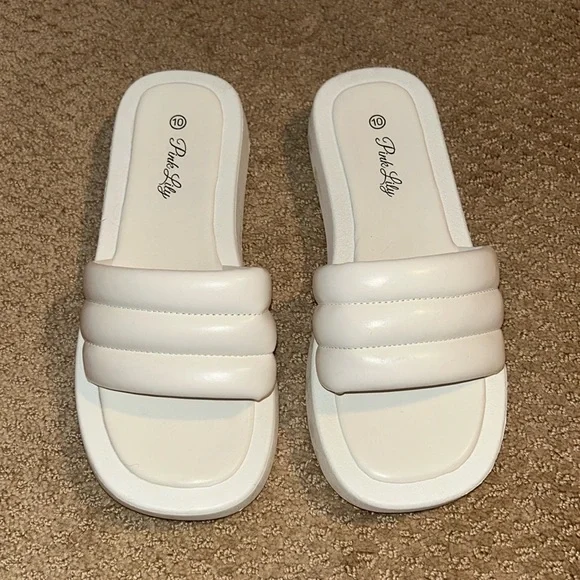 Pink Lily Shoes Pink Lily Puff Platform Slides Poshmark